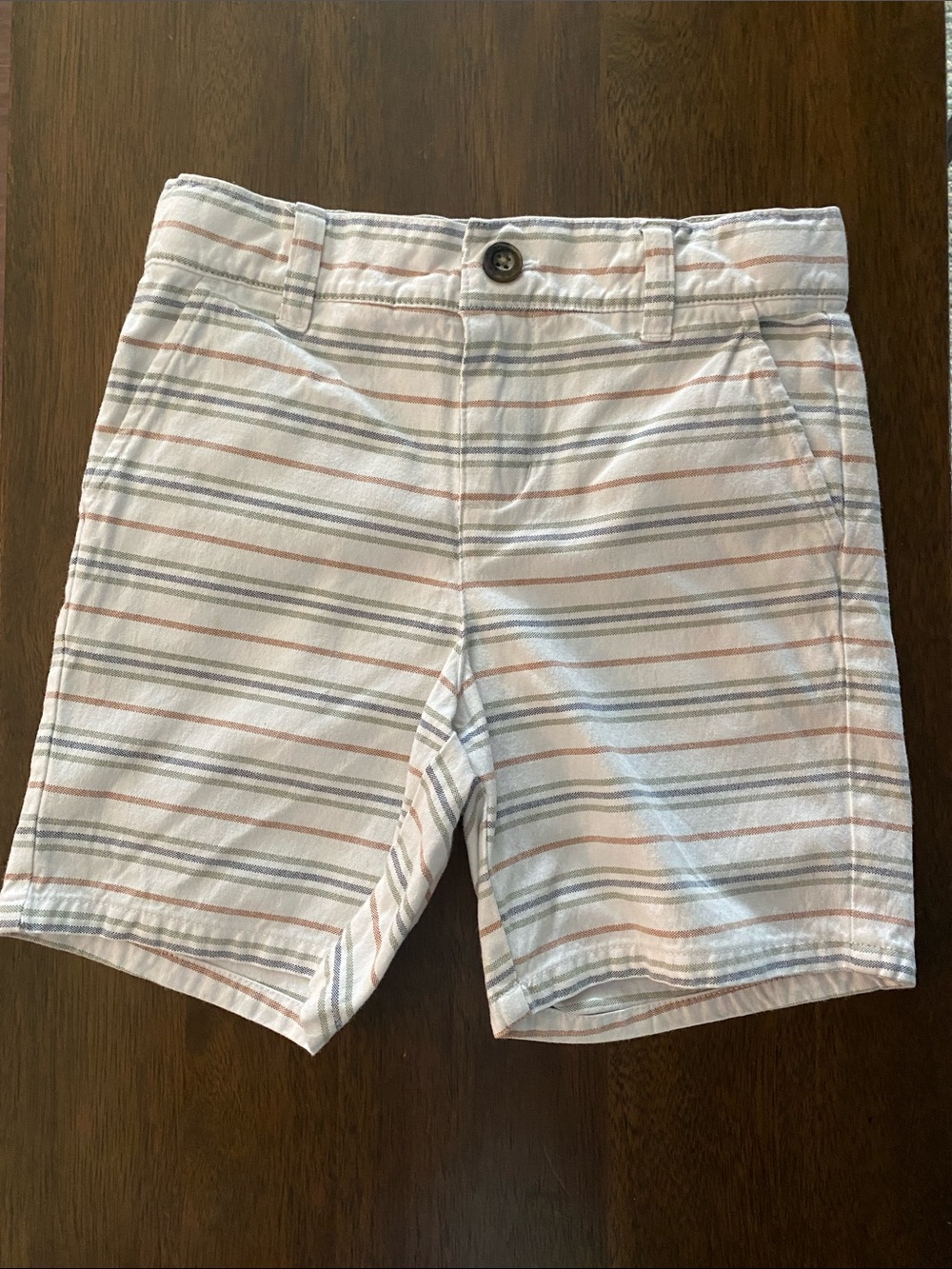 Janie and Jack White Striped Shirt with Multicolor Pinstripes